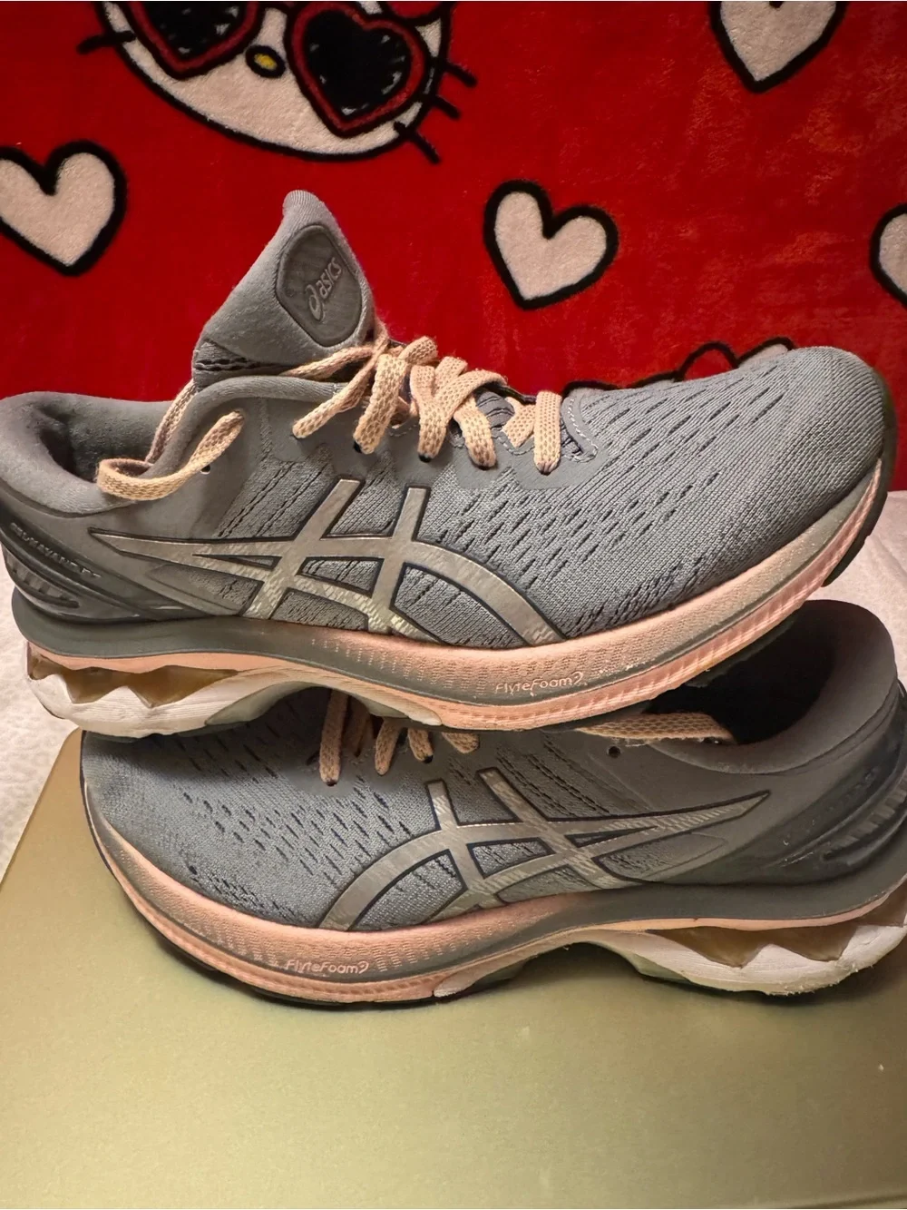 ASICS Women's Athletic Running Shoes - Gray with Pale Pink Accents